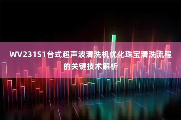 WV231S1台式超声波清洗机优化珠宝清洗流程的关键技术解析